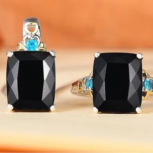 California Black Jade & Neon Apatite Necklace & Ring